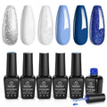 Beetles Gel Polish Set – Glitter Snowflakes Collection: White, Silver & Navy Blue