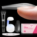 Beetles Gel Polish Tipex Instant Apex Nail Tips Kit – Coffin Long 224Pcs, 16 Sizes, Mini Lamp