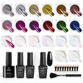 Beetles 24Pcs Metallic Chrome Nail Powder Kit – Mirror Shine, Base & Top Coat, DIY Nail Art