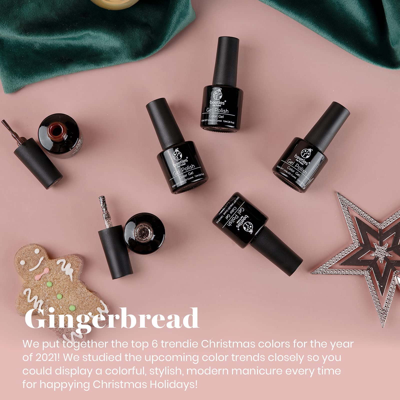 Beetles Gel Polish Set – 6 Winter Shades (Brown, Burgundy, Champagne Gold) | Soak Off UV/LED