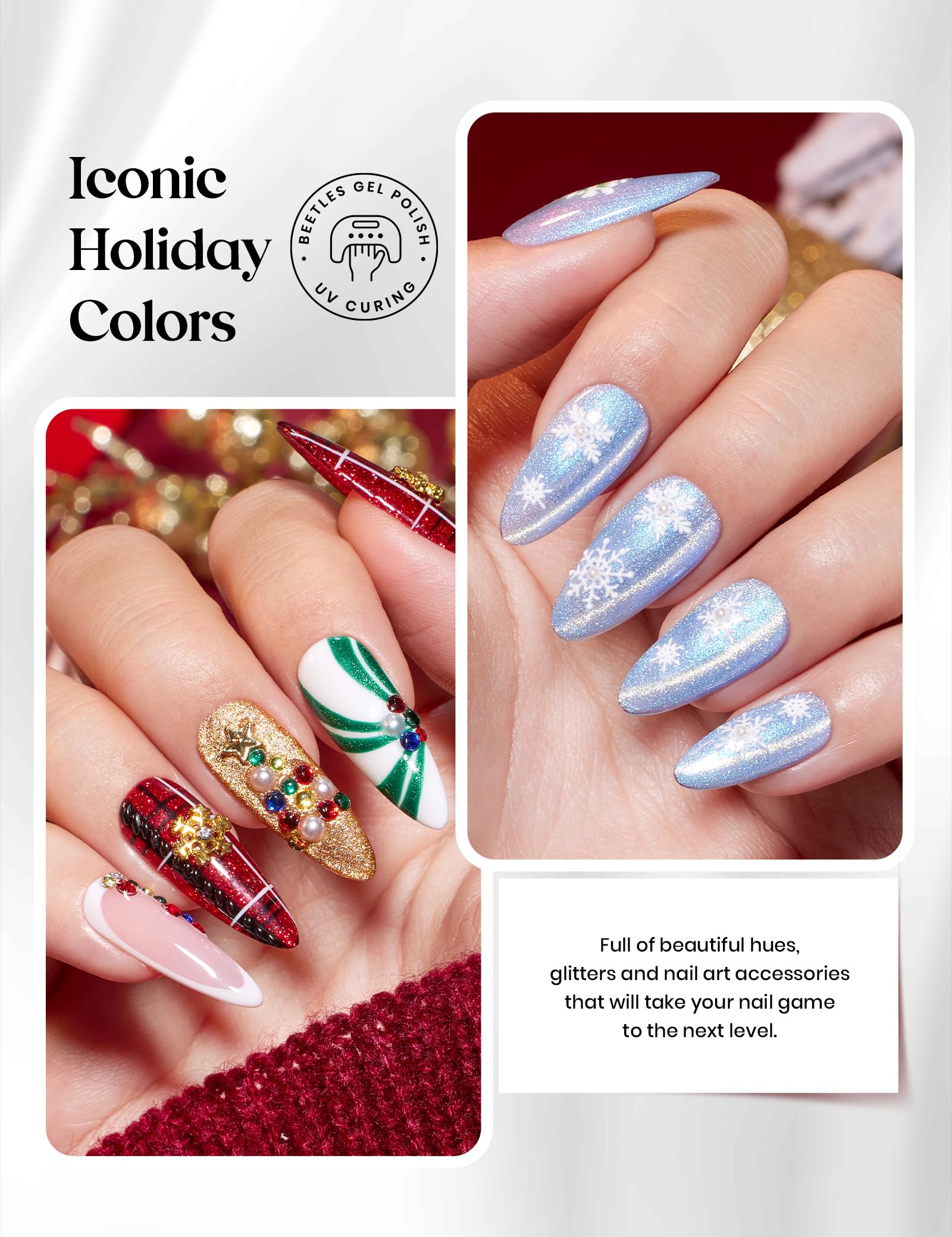 Beetles Gel Polish Merry Glitzmas Gift Box 2025 – Festive Nail Art Set with Mini LED Lamp