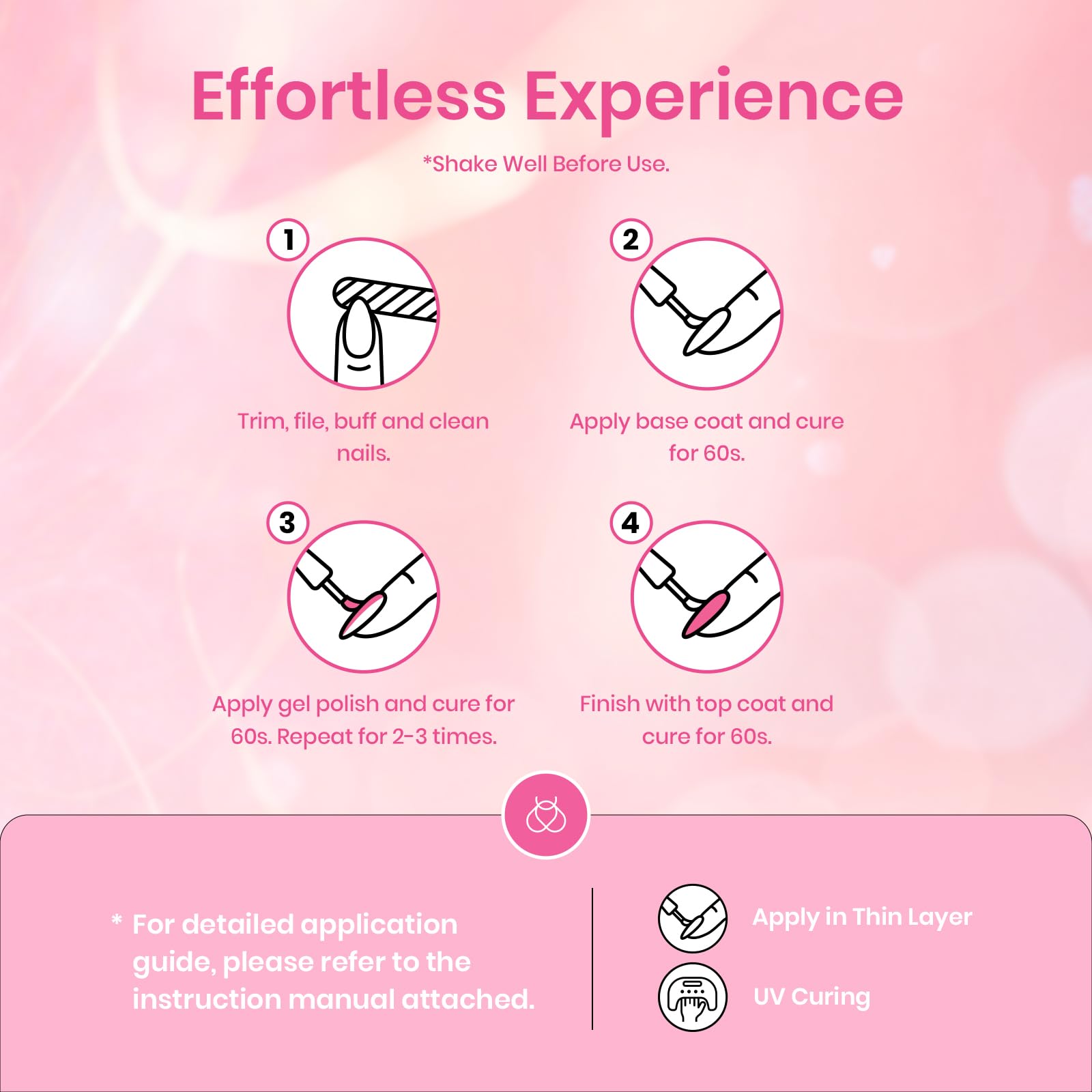 Beetles Gel Polish Set – 6 Pink Shades with Glitter & Shine | DIY Home Salon