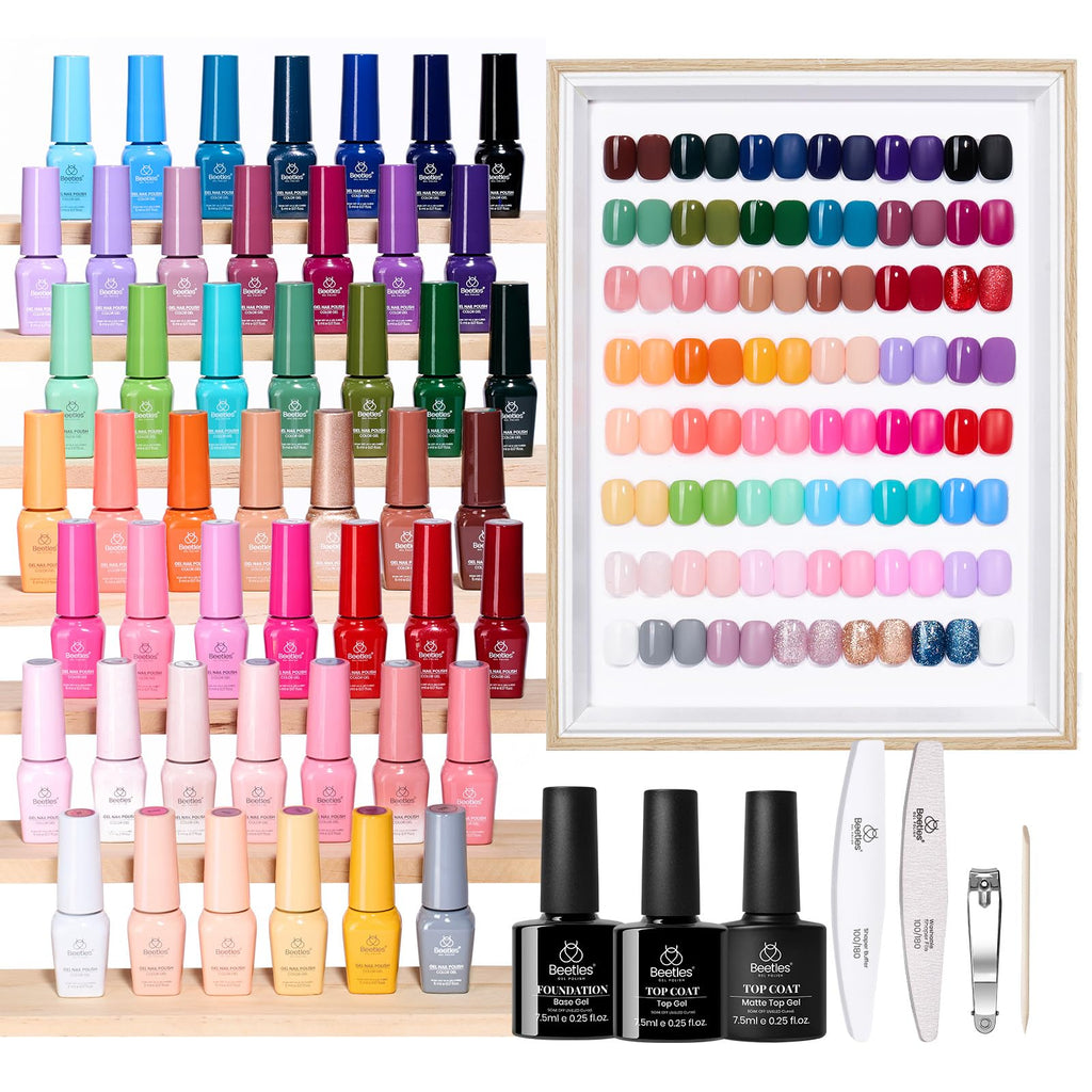 Beetles Gel Nail Polish Set – Seasons Variations (48 Colors) with Base & Top Coat | Home DIY UV/LED Kit