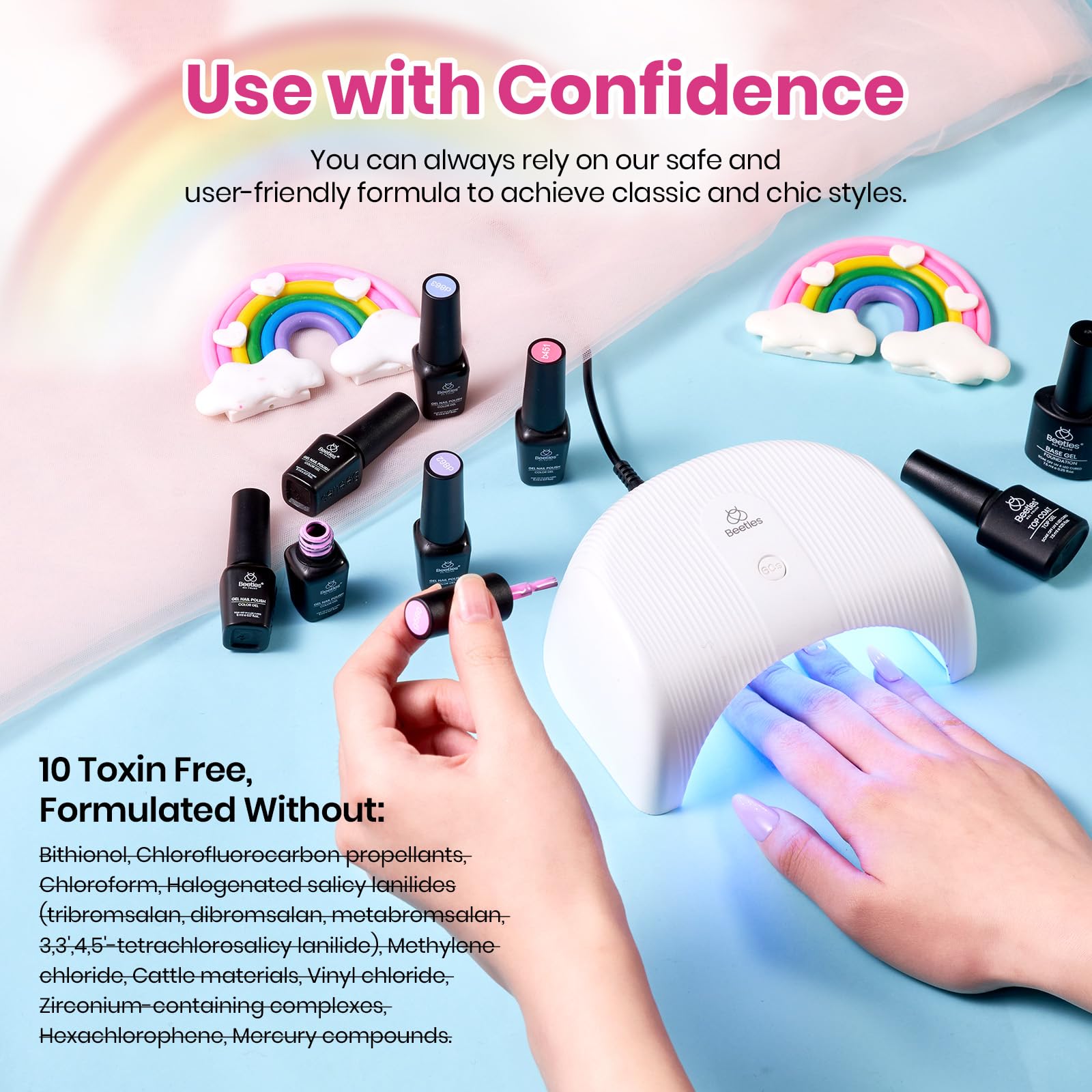 Beetles Spring Gel Nail Polish Set – Rainbow Dreamscape (25 Colors) with Base & Top Coat
