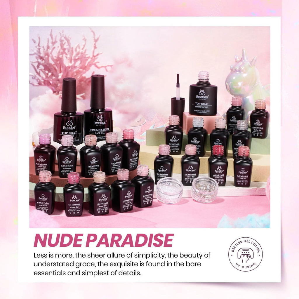 Beetles Nude Pink Gel Nail Polish Set – 20 Colors Jelly Gel Kit + Base & Top Coats