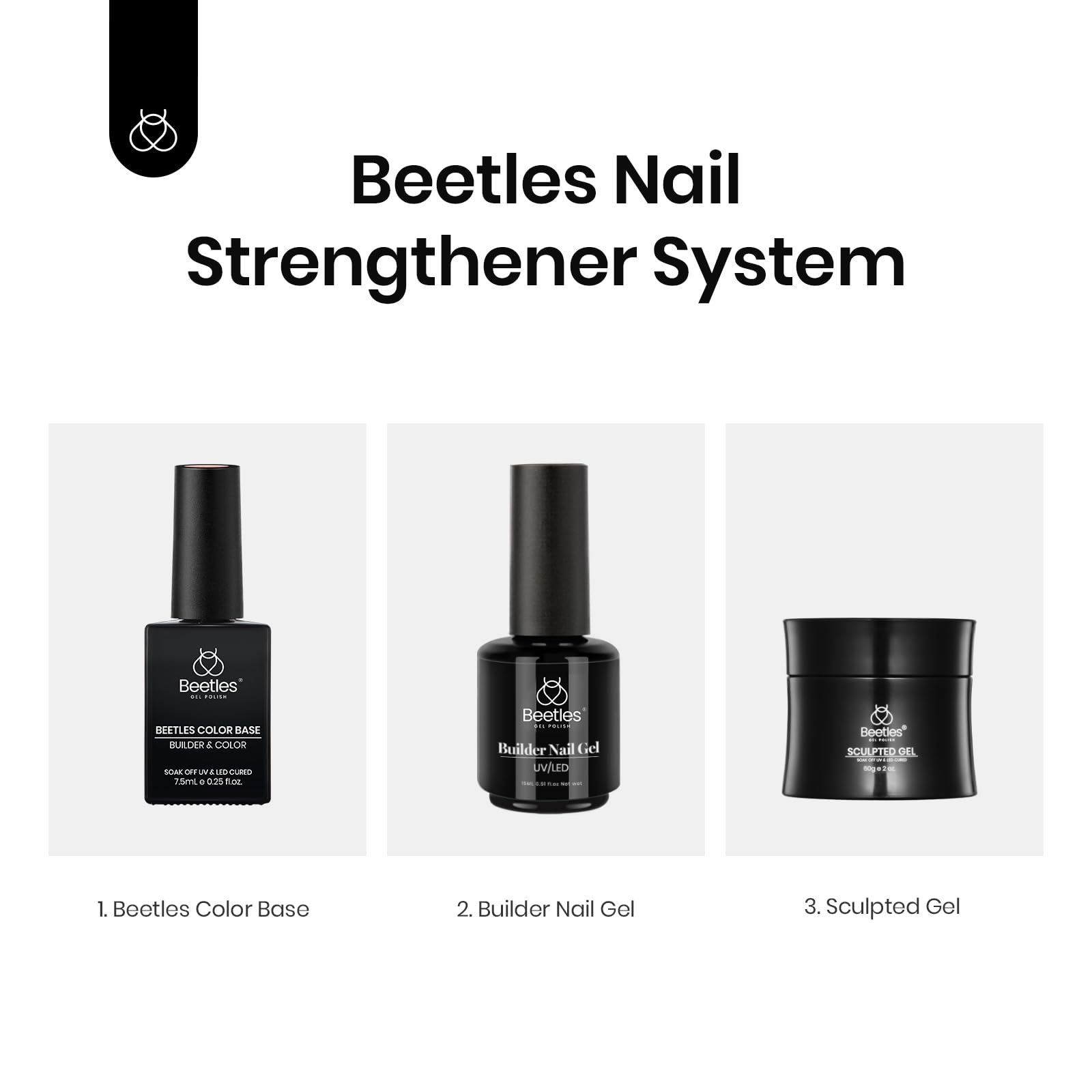 Beetles Rubber Base Gel 6-Piece Set – Nude Builder Gel Polish, UV/LED Cure