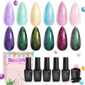 Beetles Glitter Gel Nail Polish Set – 6 Shimmering Colors for DIY Manicure, UV/LED Soak-Off