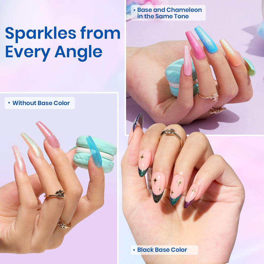 Beetles Glitter Gel Nail Polish Set – 6 Shimmering Colors for DIY Manicure, UV/LED Soak-Off