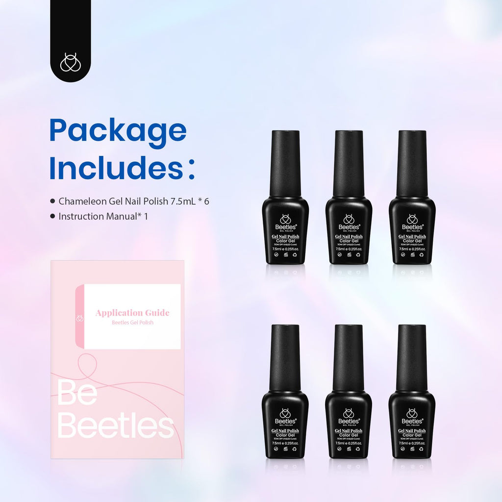 Beetles Glitter Gel Nail Polish Set – 6 Shimmering Colors for DIY Manicure, UV/LED Soak-Off