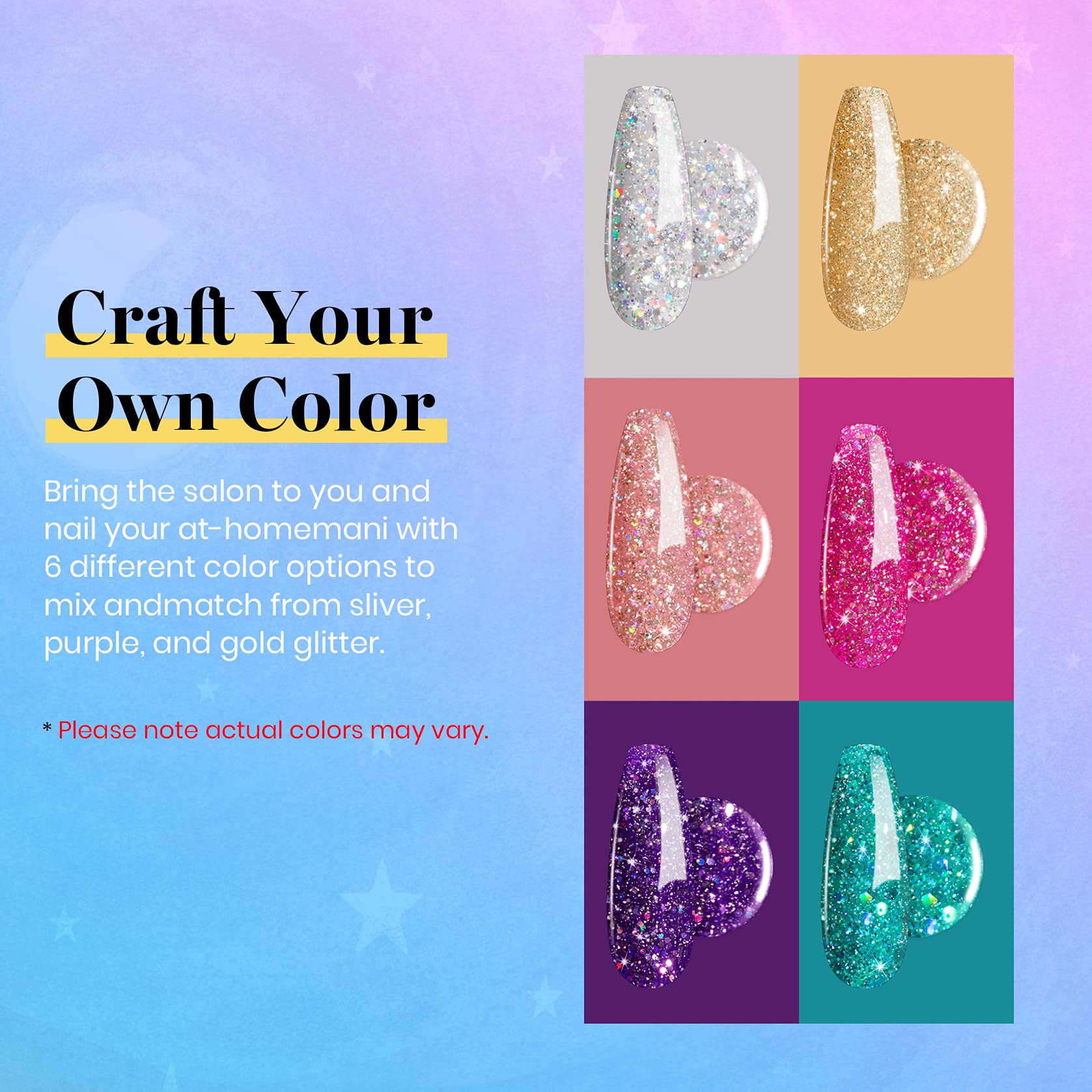 Beetles Glitter Gel Polish Kit – 6 Glitter Colors for UV/LED Nails