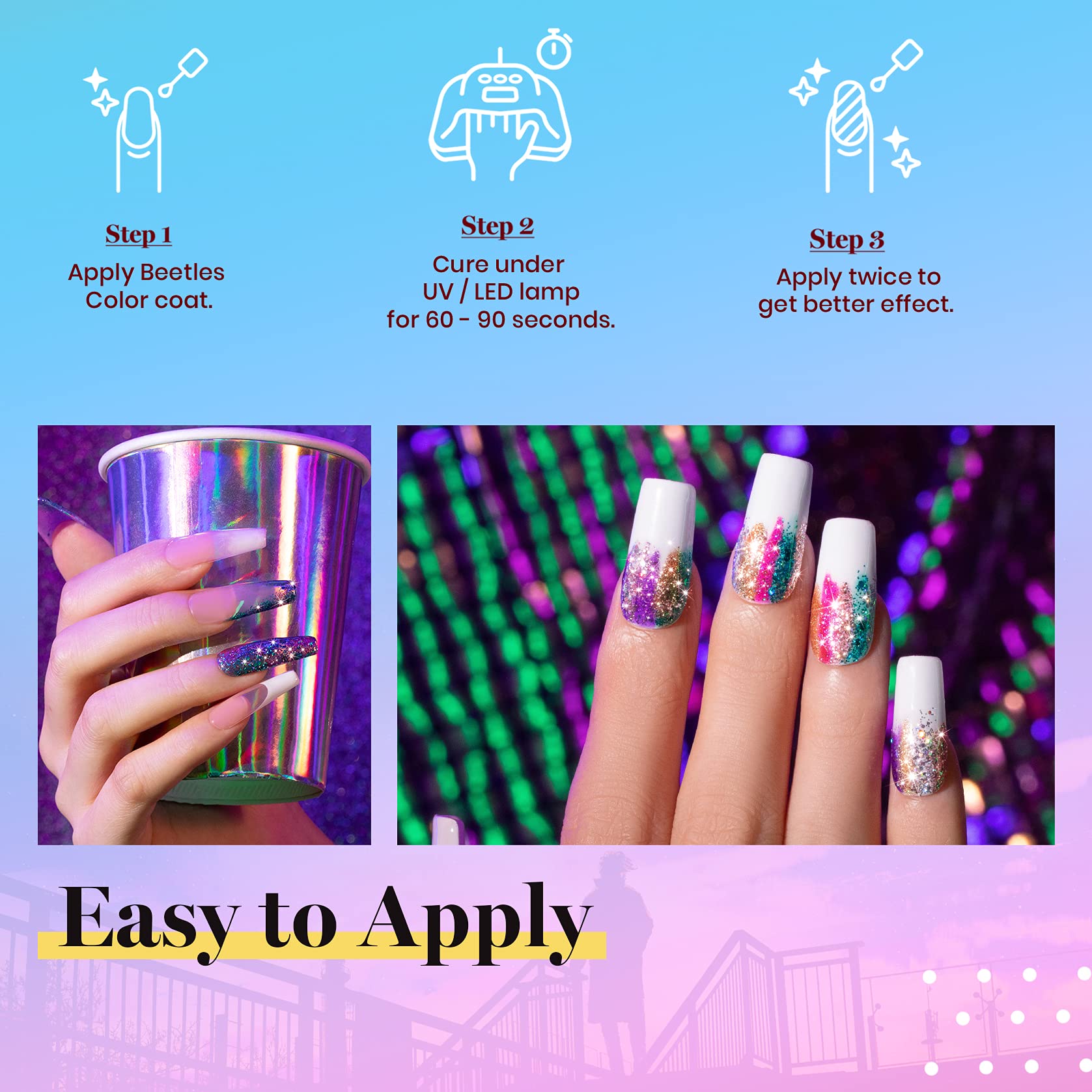 Beetles Glitter Gel Polish Kit – 6 Glitter Colors for UV/LED Nails
