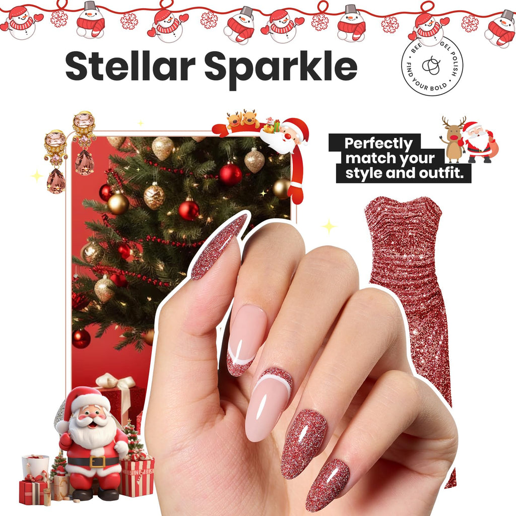 Beetles Glitter Nail Polish Set – 6 Quick-Dry Glitter Lacquers (Silver, Pink, Gold, Red, Brown, Black)