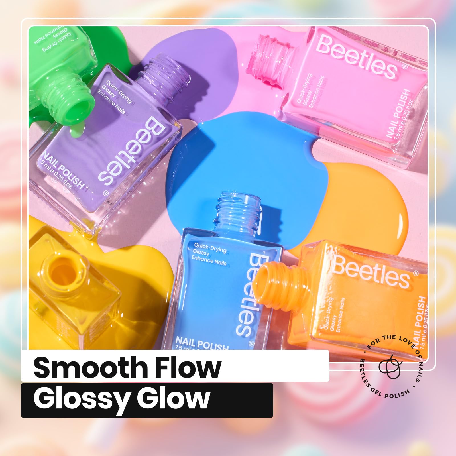 Beetles Glitter Neon Nail Polish Set – 12 Quick-Dry Neon Glitter Colors for DIY Nails