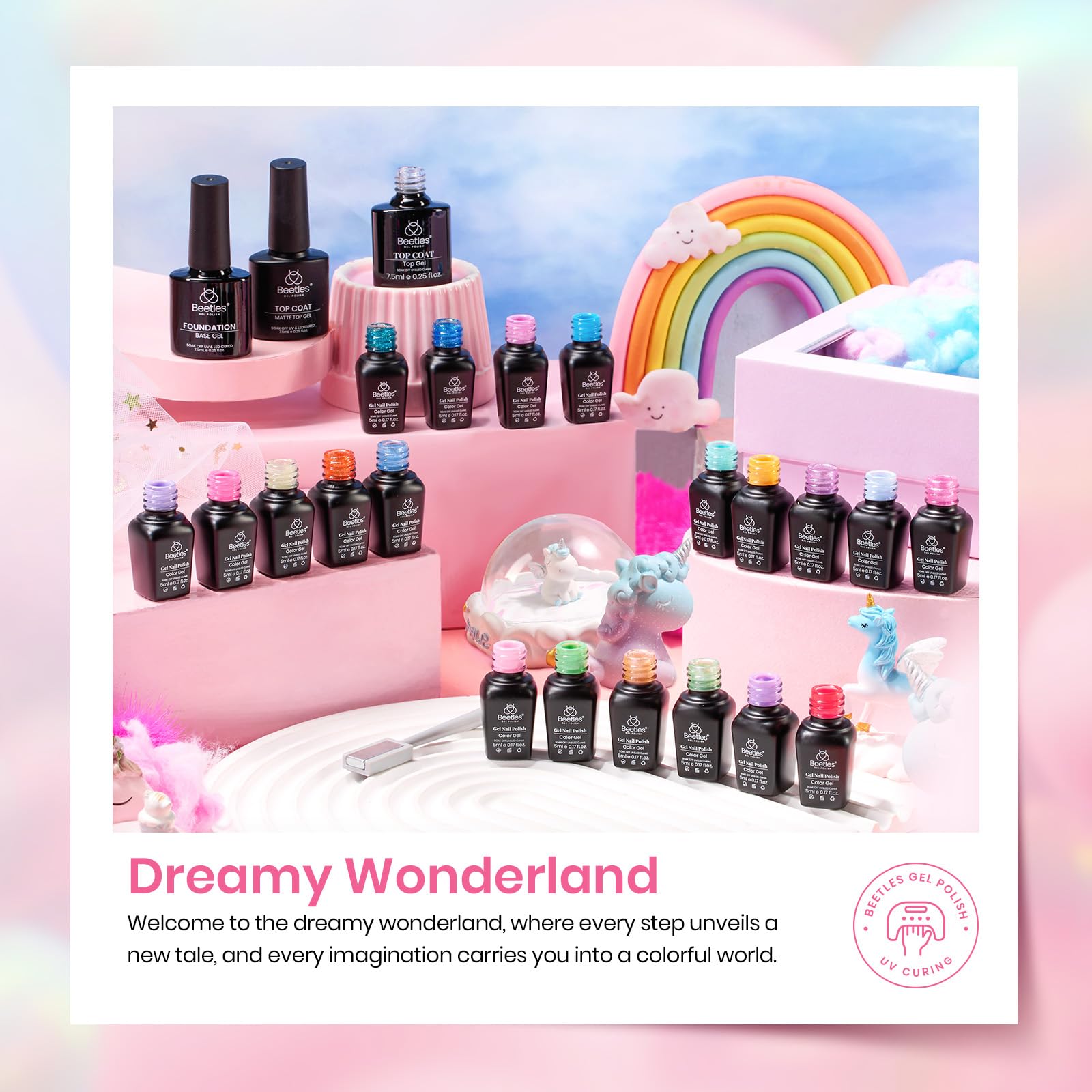 Beetles Gel Nail Polish Set - 24 Pcs, 20 Colors Rainbow Pastel Neon + Base & Top Coat