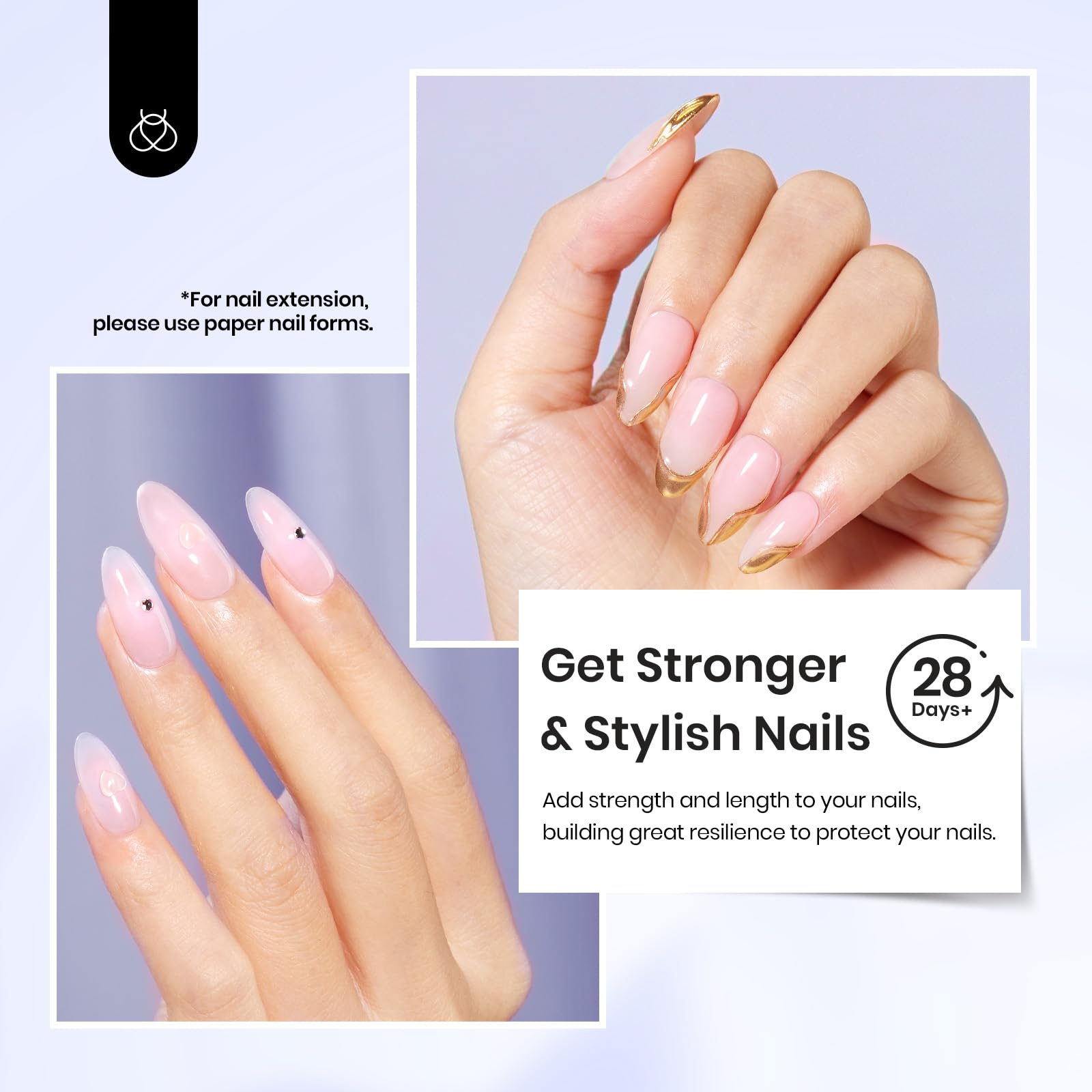Beetles Builder Gel Kit 15ml 3Pcs with No-Wipe Top Coat & Base Coat for Nail Extensions