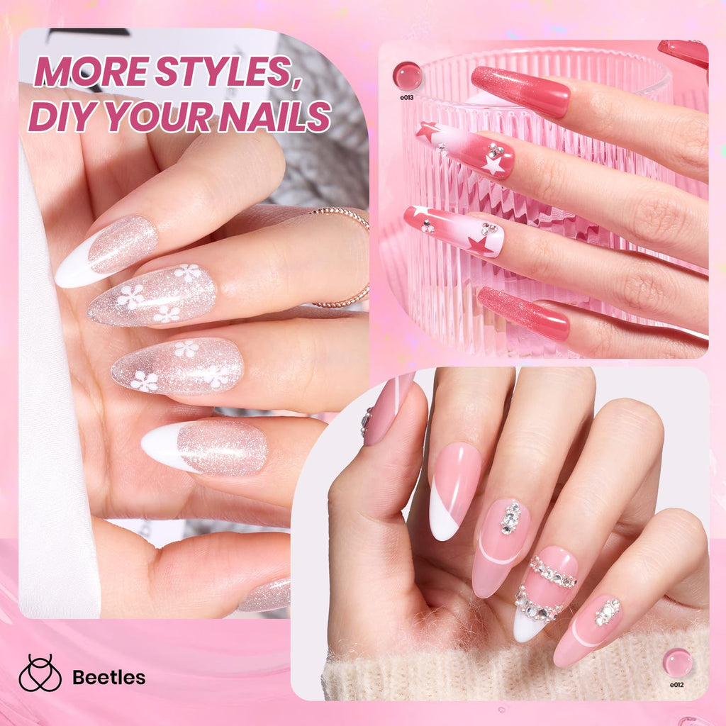 Beetles Nude Pink Gel Nail Polish Set – 20 Colors Jelly Gel Kit + Base & Top Coats