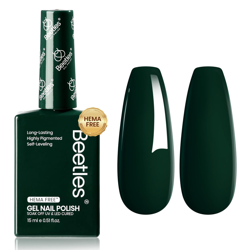 Beetles Green Gel Nail Polish 0.51oz – Forest Green, HEMA-Free, Cruelty-Free, Soak-Off UV Gel