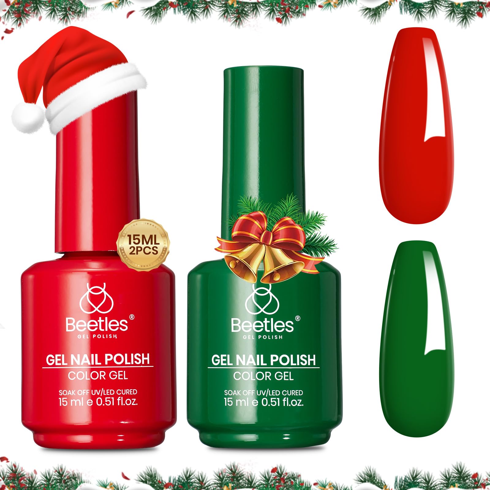 Beetles Green & Red Gel Polish Set – Prelude of Celebration (2 x 15ml)