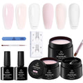 Beetles Hard Gel Kit – 3 Colors 9-in-1 Builder Gel for Salon Nails (Nude, Pink, Clear) UV/LED Cure