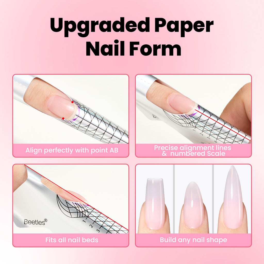 Beetles Hard Gel Kit – 3 Colors 9-in-1 Builder Gel for Salon Nails (Nude, Pink, Clear) UV/LED Cure