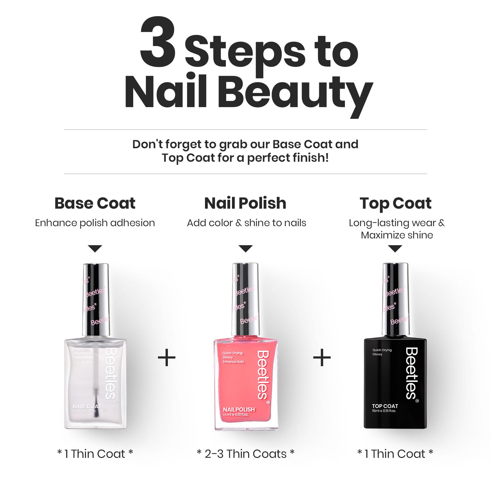 Beetles Nail Polish Set Heartbeat – 6 Colors Quick Dry Pearl Shimmer for DIY Nail Art