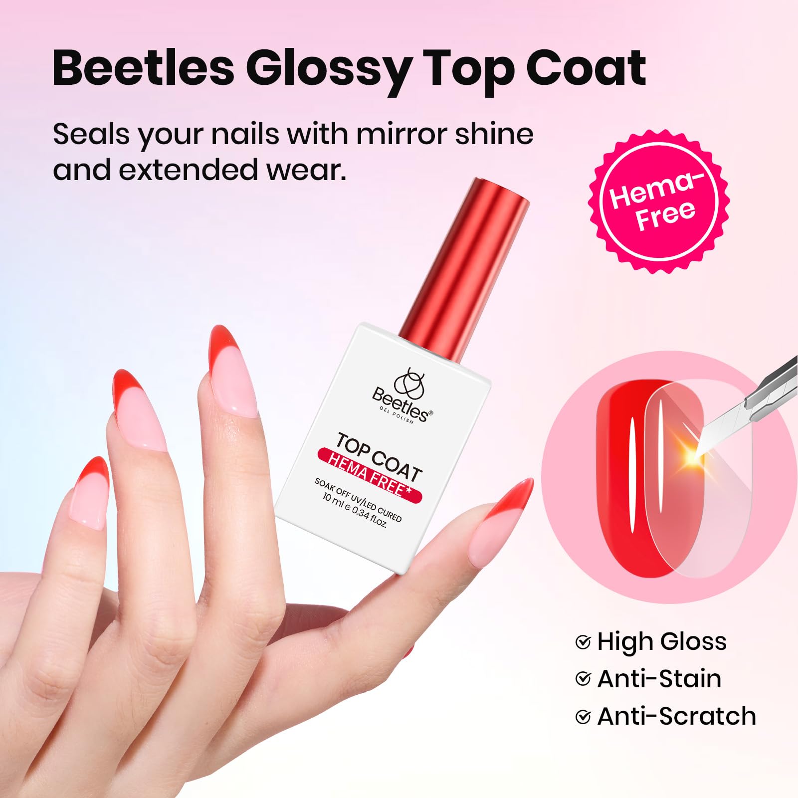 Beetles Protein Nail Prep Dehydrator & Primer Set — Hema-Free, Acid-Free, 10ml, Matte & Glitter Top Coat