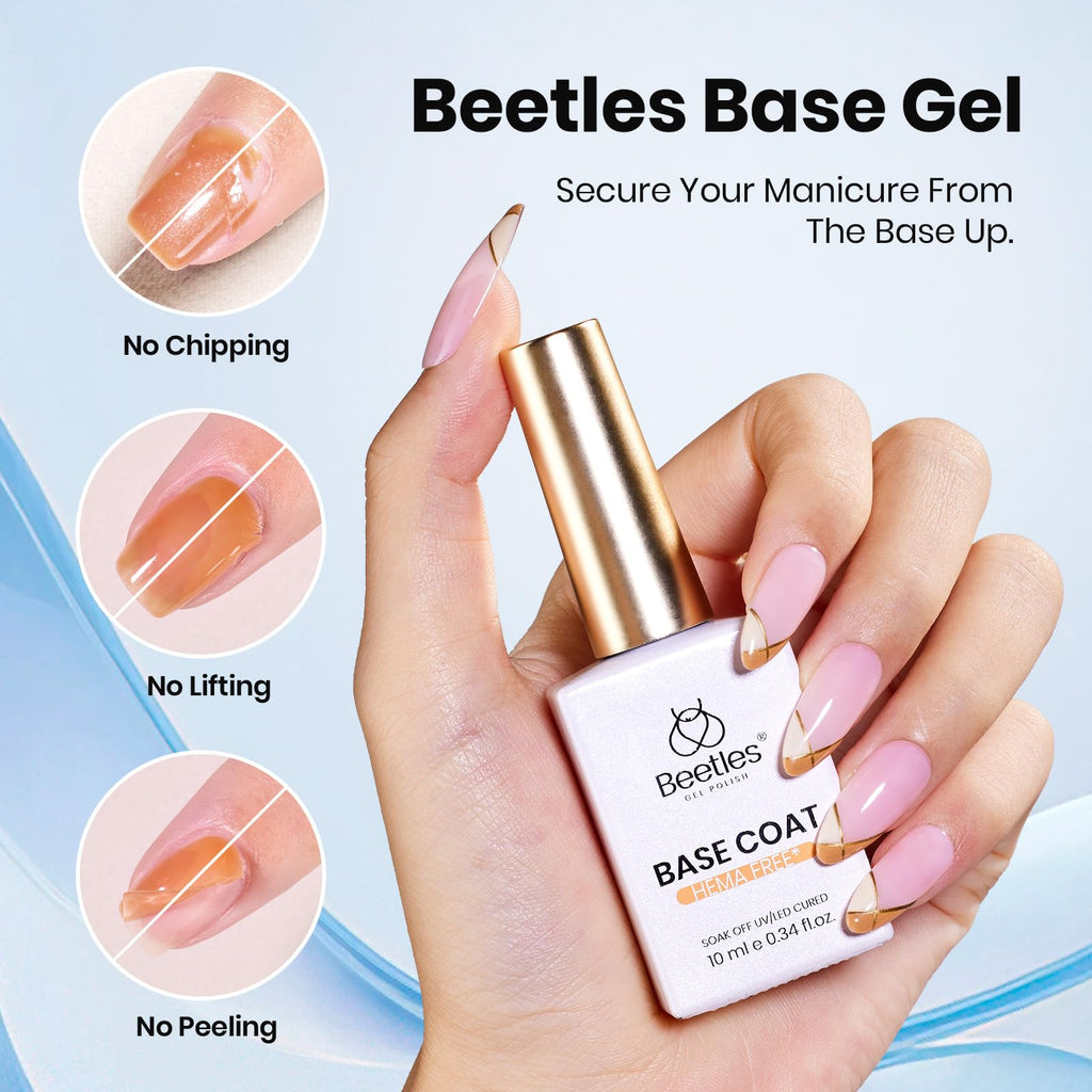 Beetles Protein Nail Prep Dehydrator & Primer Set — Hema-Free, Acid-Free, 10ml, Matte & Glitter Top Coat