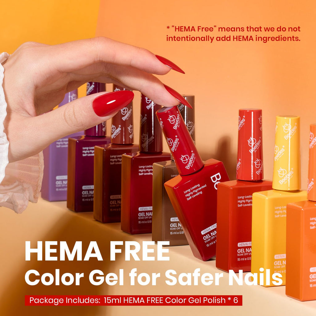 Beetles Hema-Free Gel Nail Polish Set – 6 Autumn Dusk Shades (15ml)