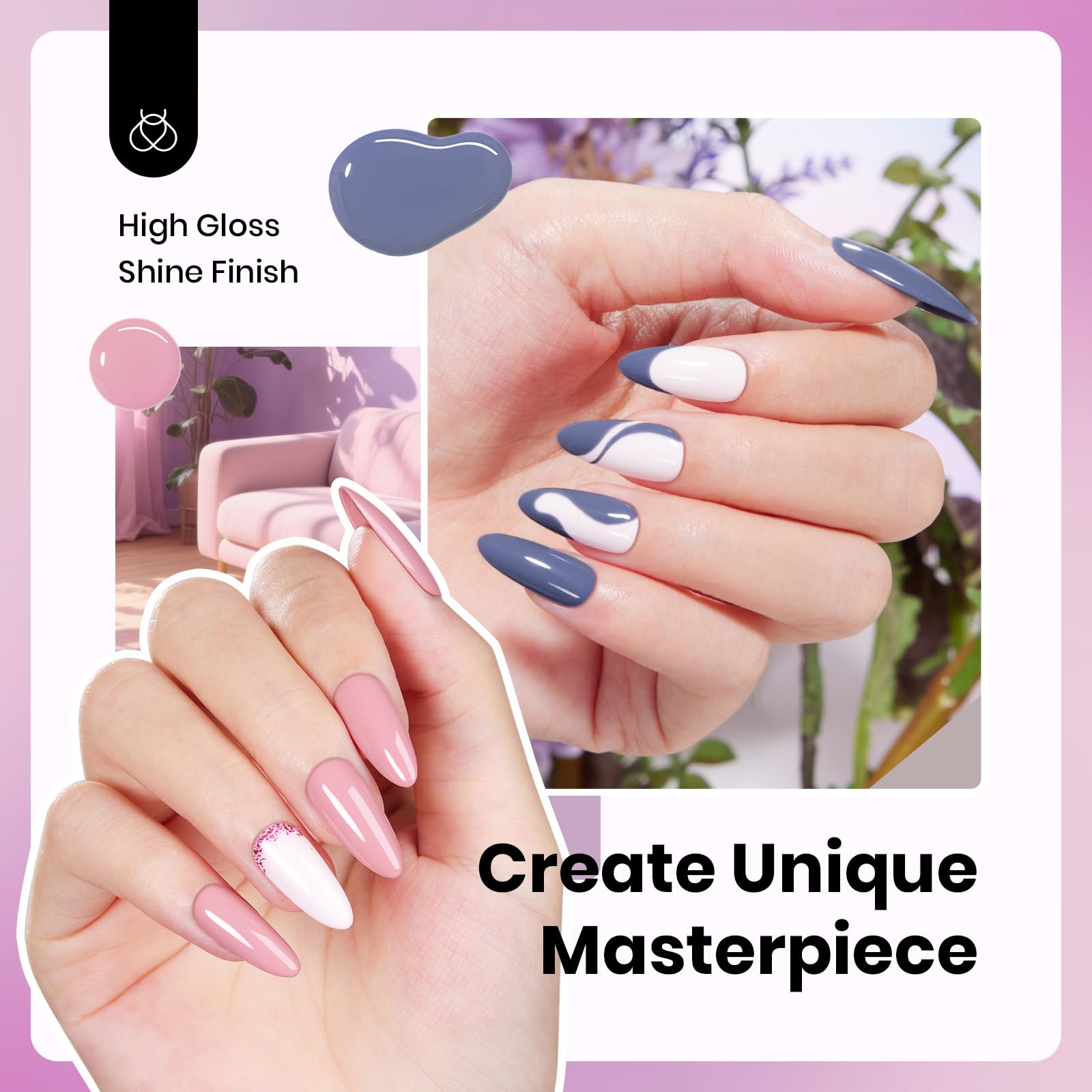 Beetles Hema-Free Gel Polish Set – 6 Pastel Colors, 15ml Each | Soak-Off UV/LED Nail Kit
