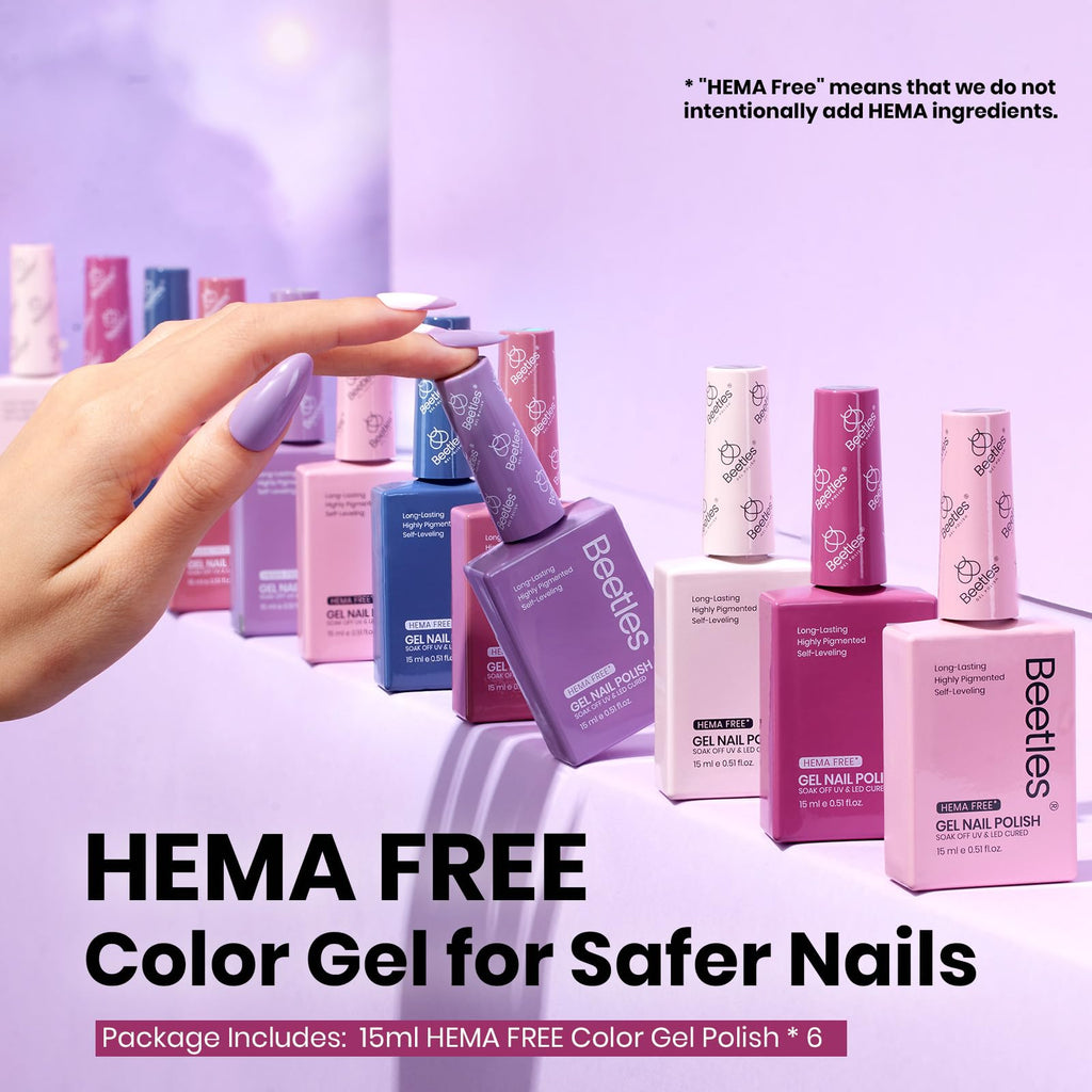 Beetles Hema-Free Gel Polish Set – 6 Pastel Colors, 15ml Each | Soak-Off UV/LED Nail Kit