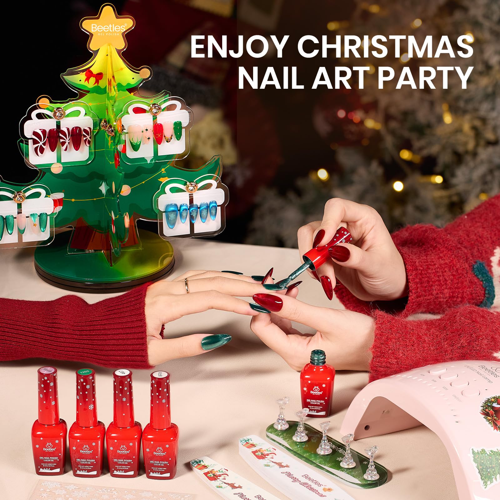 Beetles 67Pcs Gel Nail Polish Kit with UV Light – 12 Colors, Tips & Display Stand
