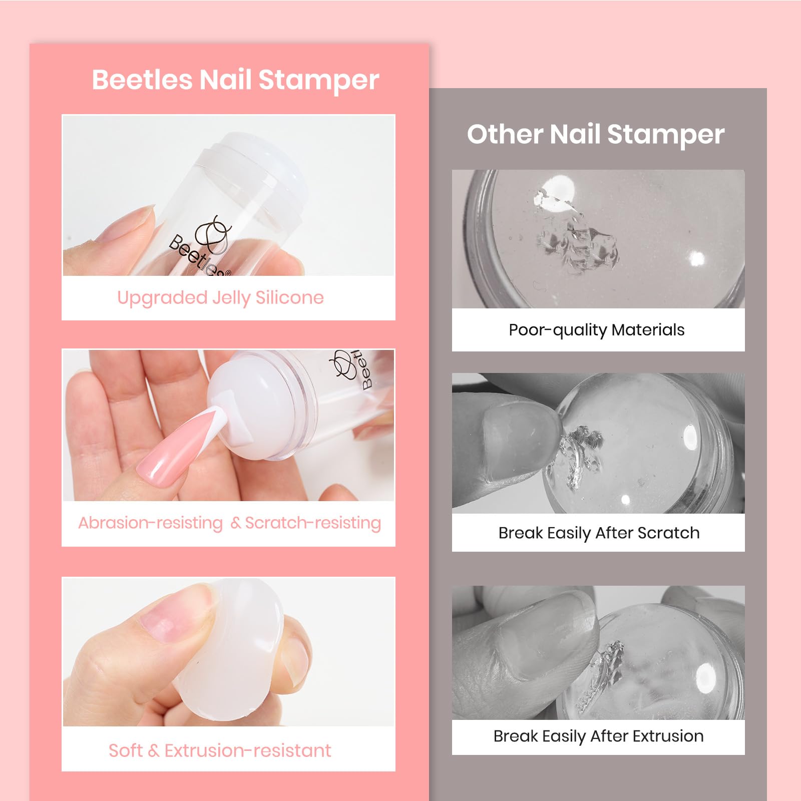 Beetles French Tip Tool Stamp Gel Kit – Silicone Nail Stamper, Peel-Off Cuticle Guard & Gel Polish