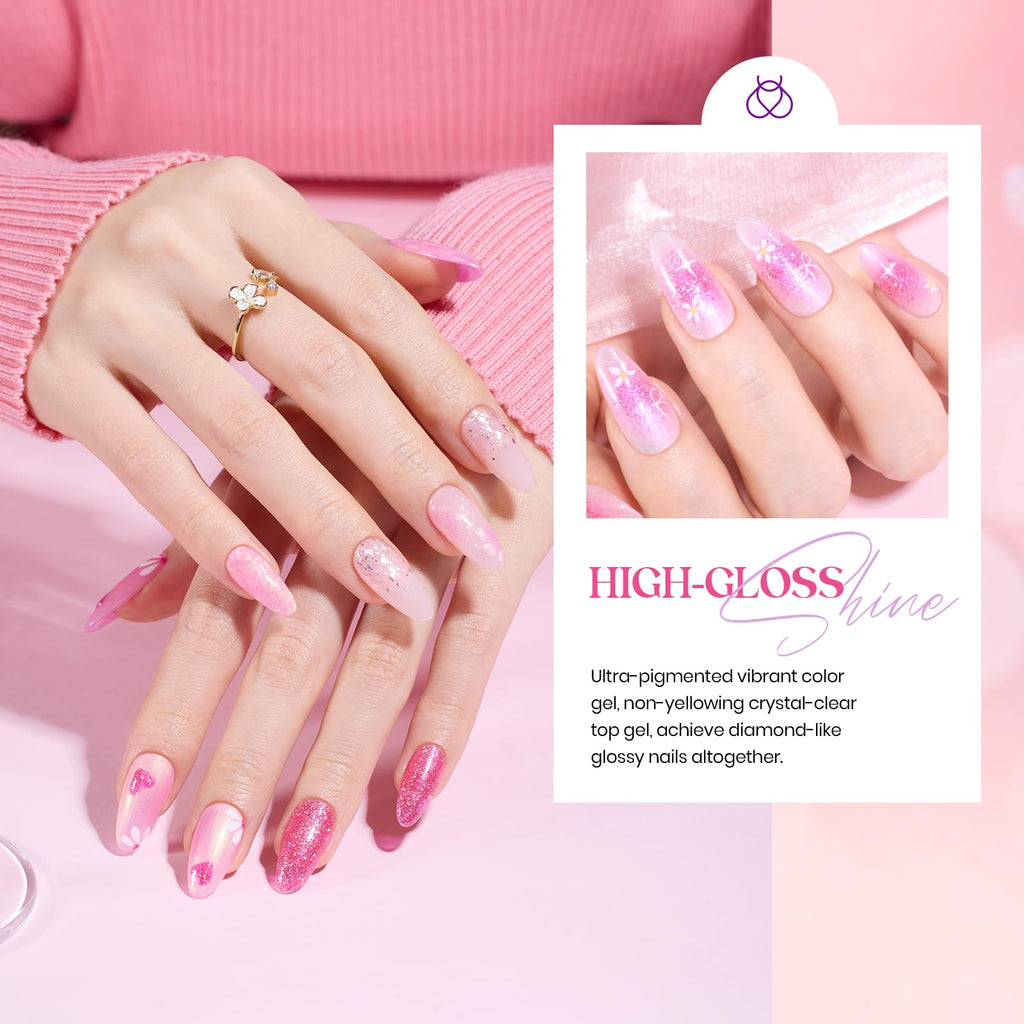 Beetles Gel Polish Set – 6 Pink Shades with Glitter & Shine | DIY Home Salon