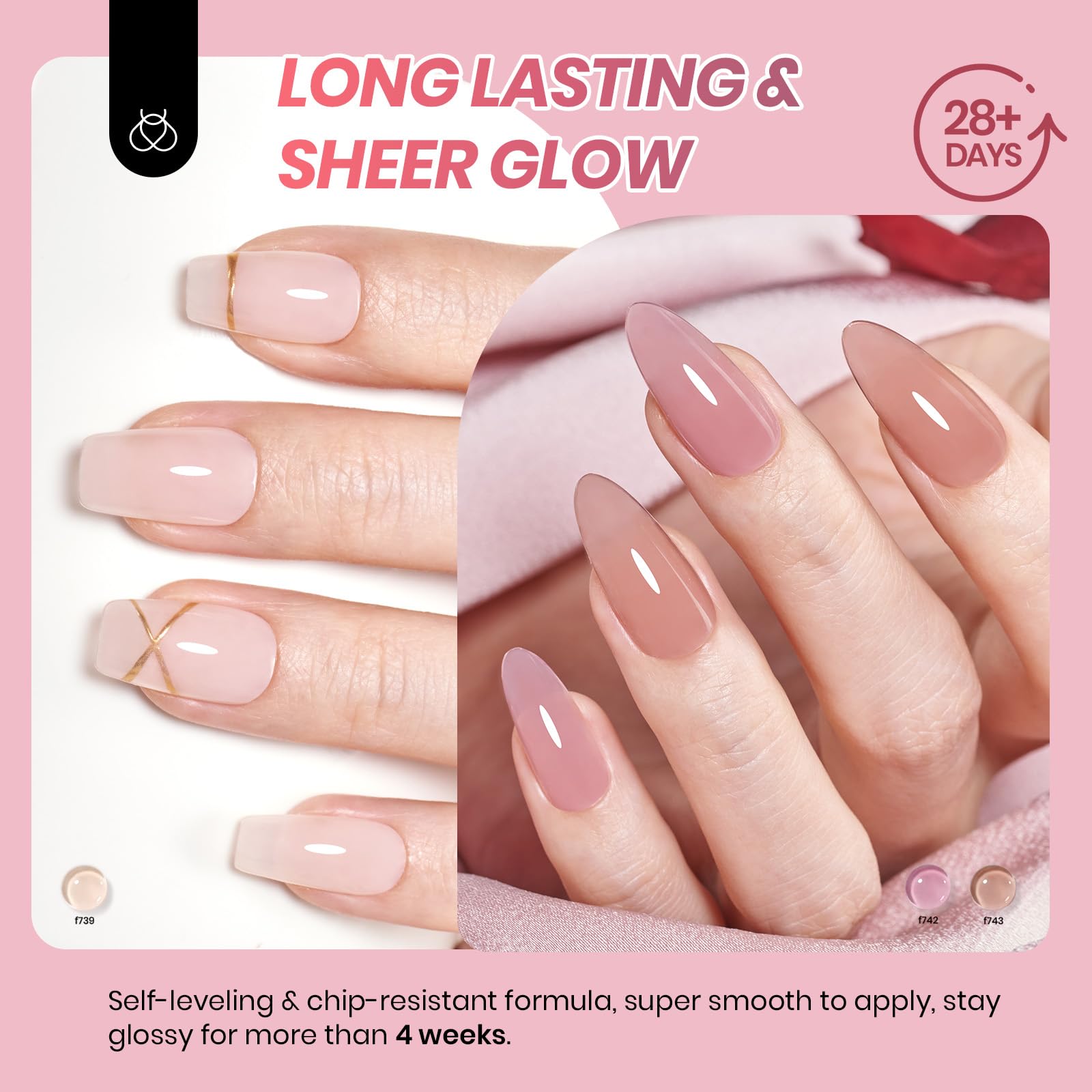 Beetles Jelly Gel Nail Polish Set – 6 Neutral Colors for Sheer Nude to Brown