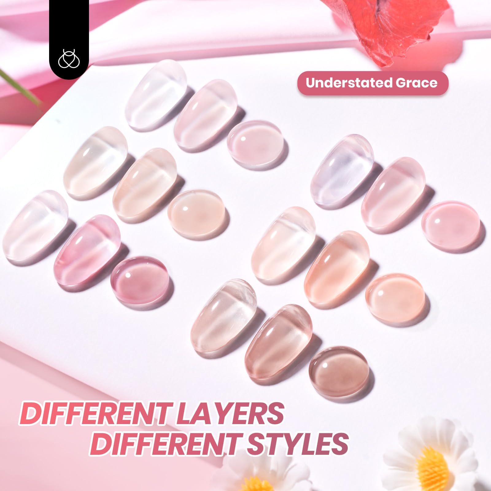 Beetles Jelly Gel Nail Polish Set – 6 Neutral Colors for Sheer Nude to Brown