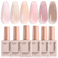 Beetles Jelly Gel Nail Polish Set – 6 Neutral Colors for Sheer Nude to Brown