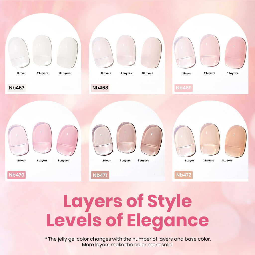 Beetles Jelly Gel Nail Polish Set – 6 Colors, 15ml, HEMA-Free, Up to 28 Days