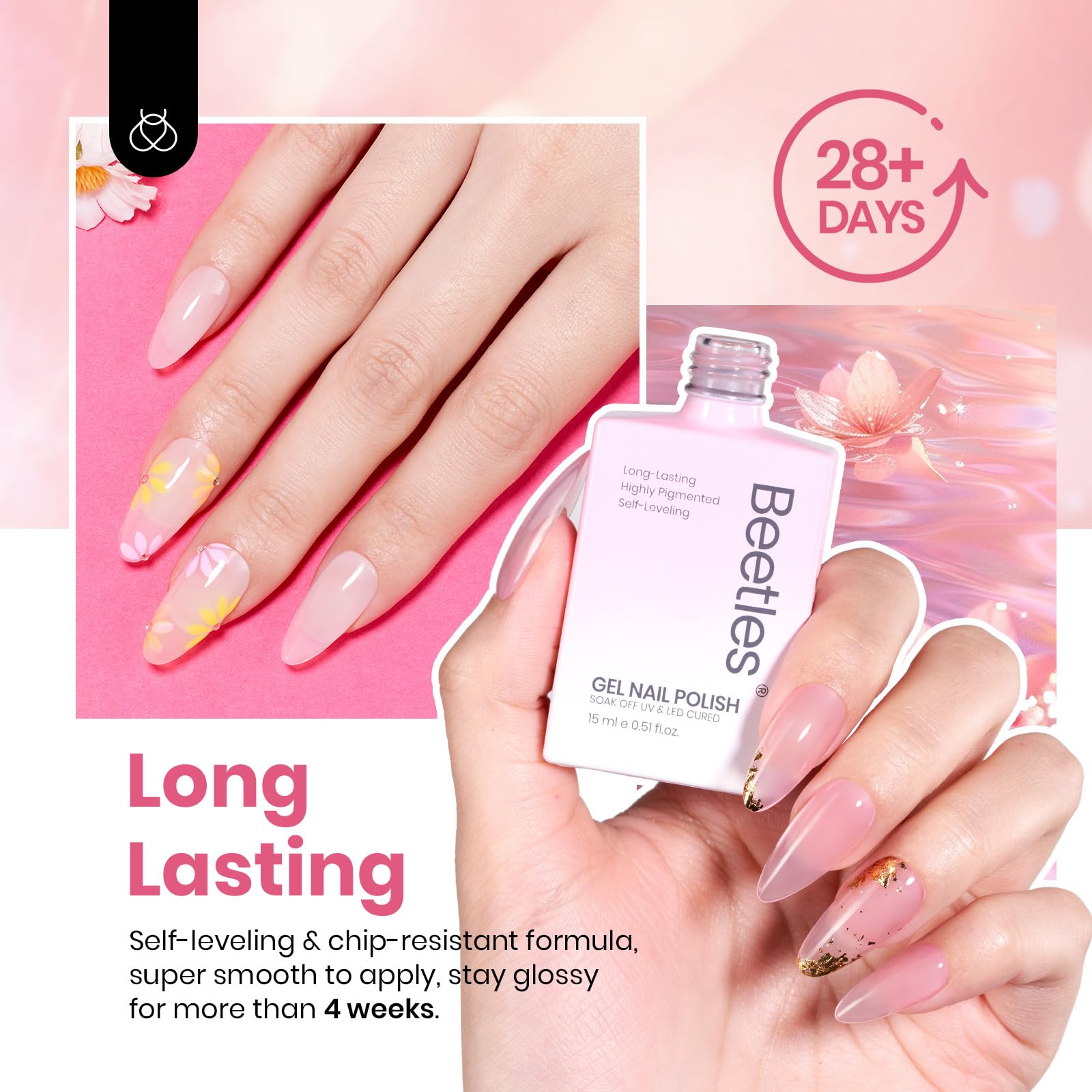Beetles Jelly Gel Nail Polish Set – 6 Colors, 15ml, HEMA-Free, Up to 28 Days