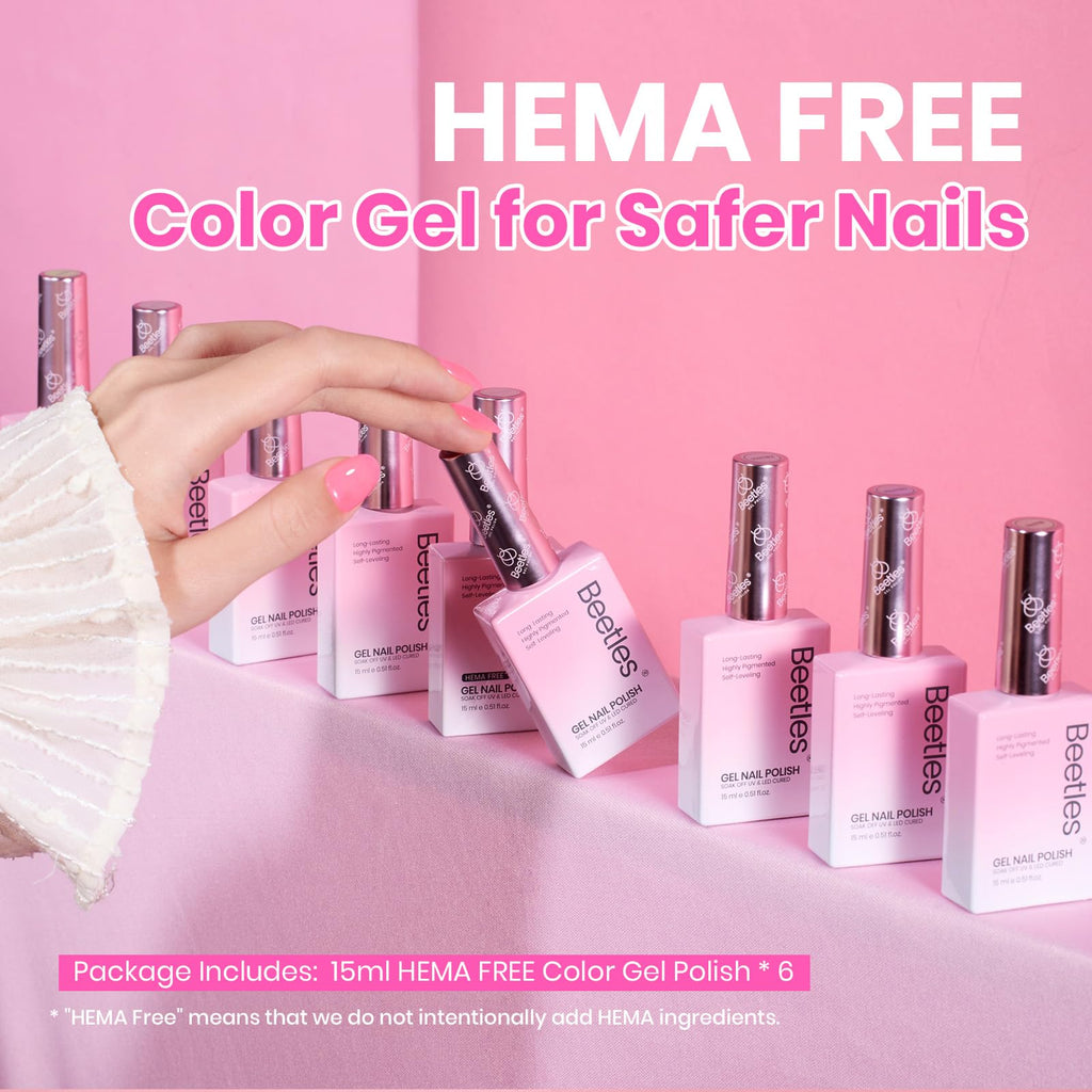 Beetles Jelly Gel Nail Polish Set – 6 Neon Colors, HEMA Free, 15ML