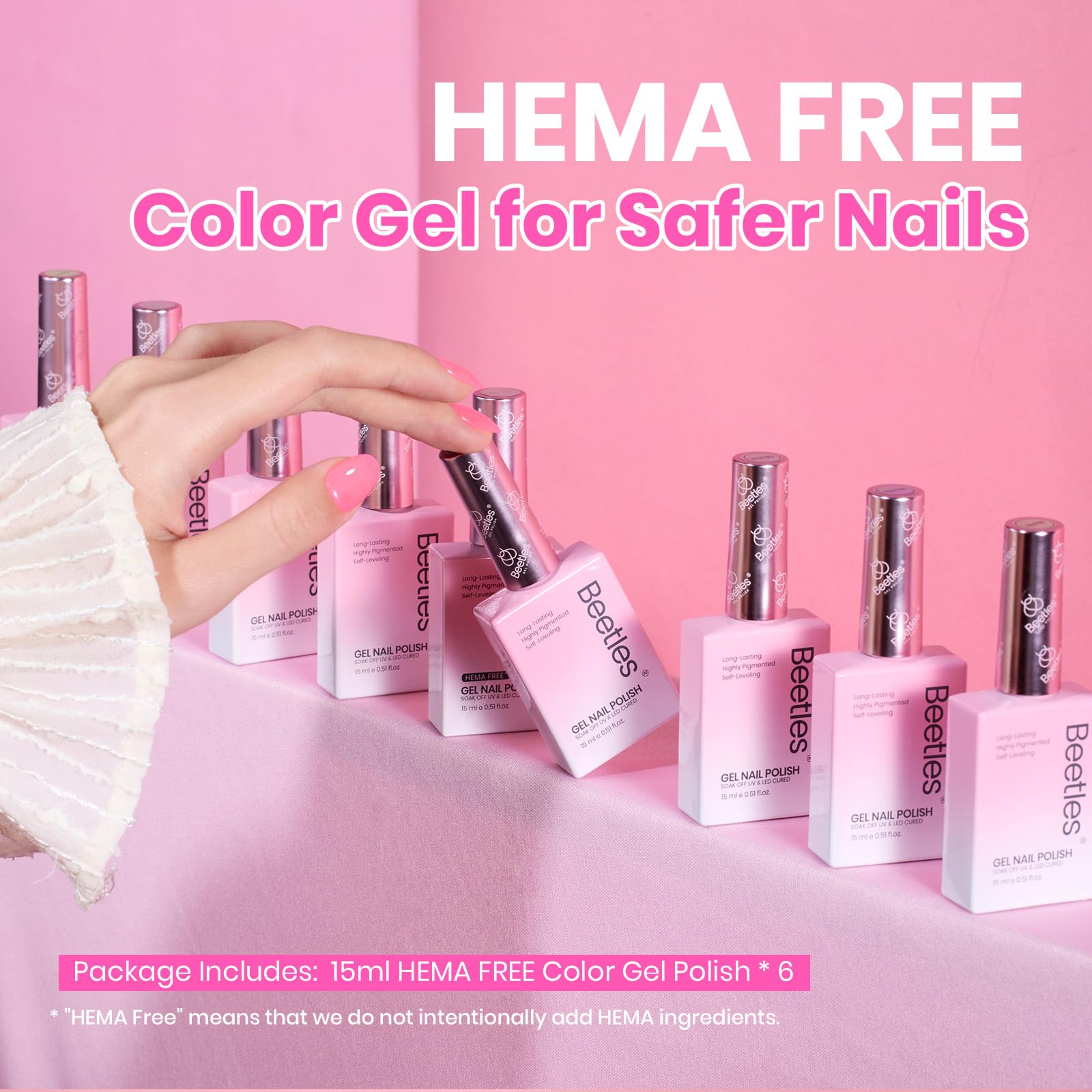 Beetles Jelly Gel Nail Polish Set – 6 Neon Colors, HEMA Free, 15ML