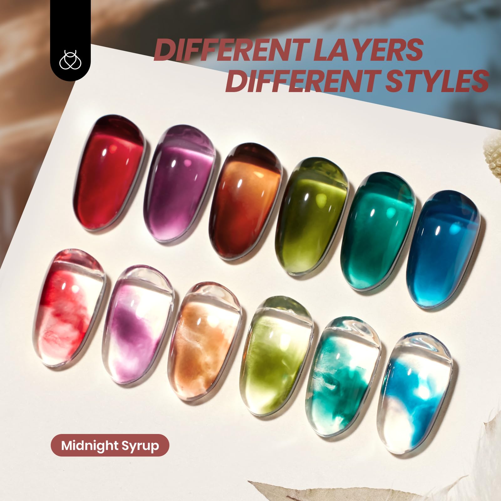 Beetles Midnight Syrup Jelly Gel Nail Polish Set – 6-Color Jelly Gel Kit for Manicures