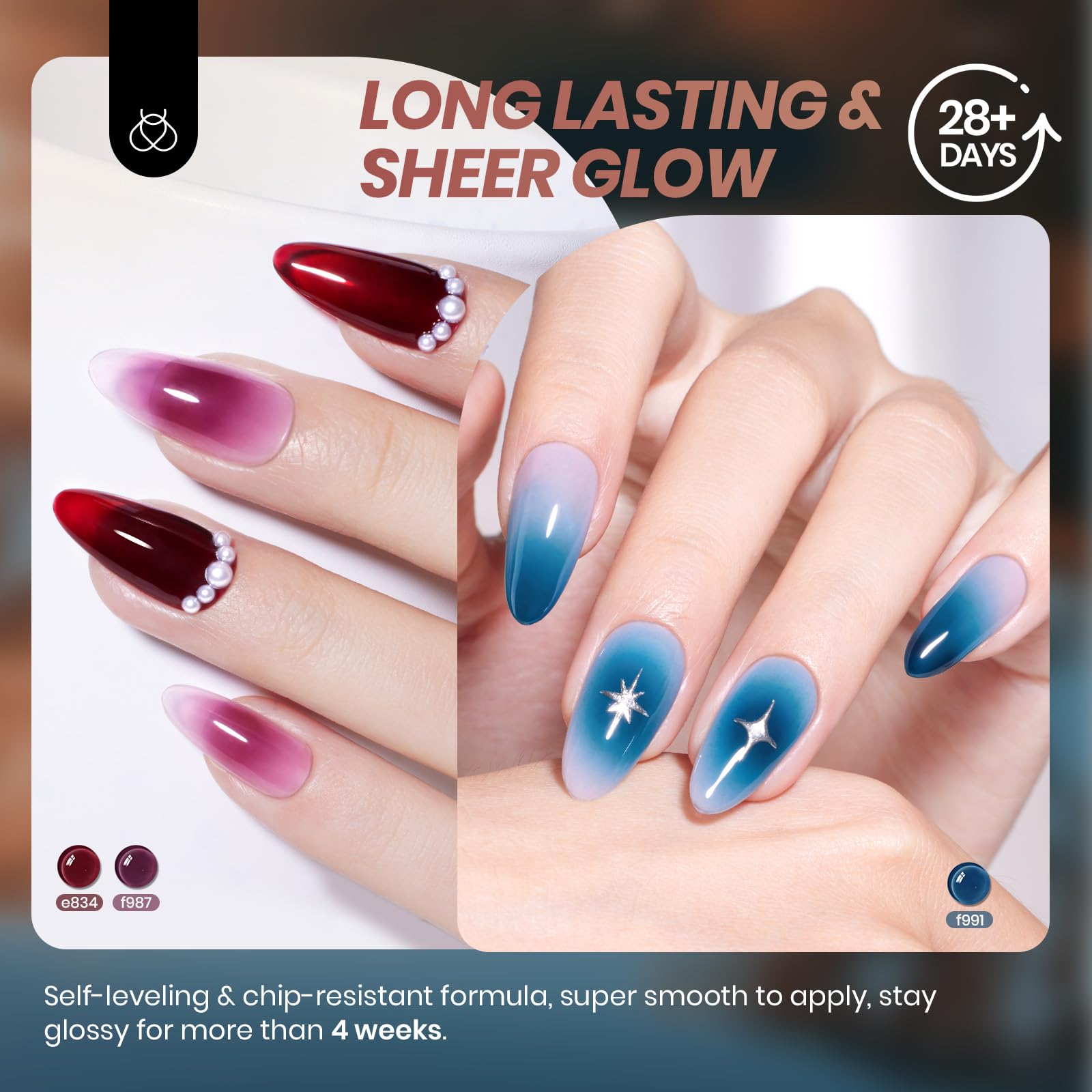 Beetles Midnight Syrup Jelly Gel Nail Polish Set – 6-Color Jelly Gel Kit for Manicures