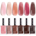 Beetles Jelly Nail Polish Set — 6 Sheer Pink Colors, Quick-Dry & Nail Care