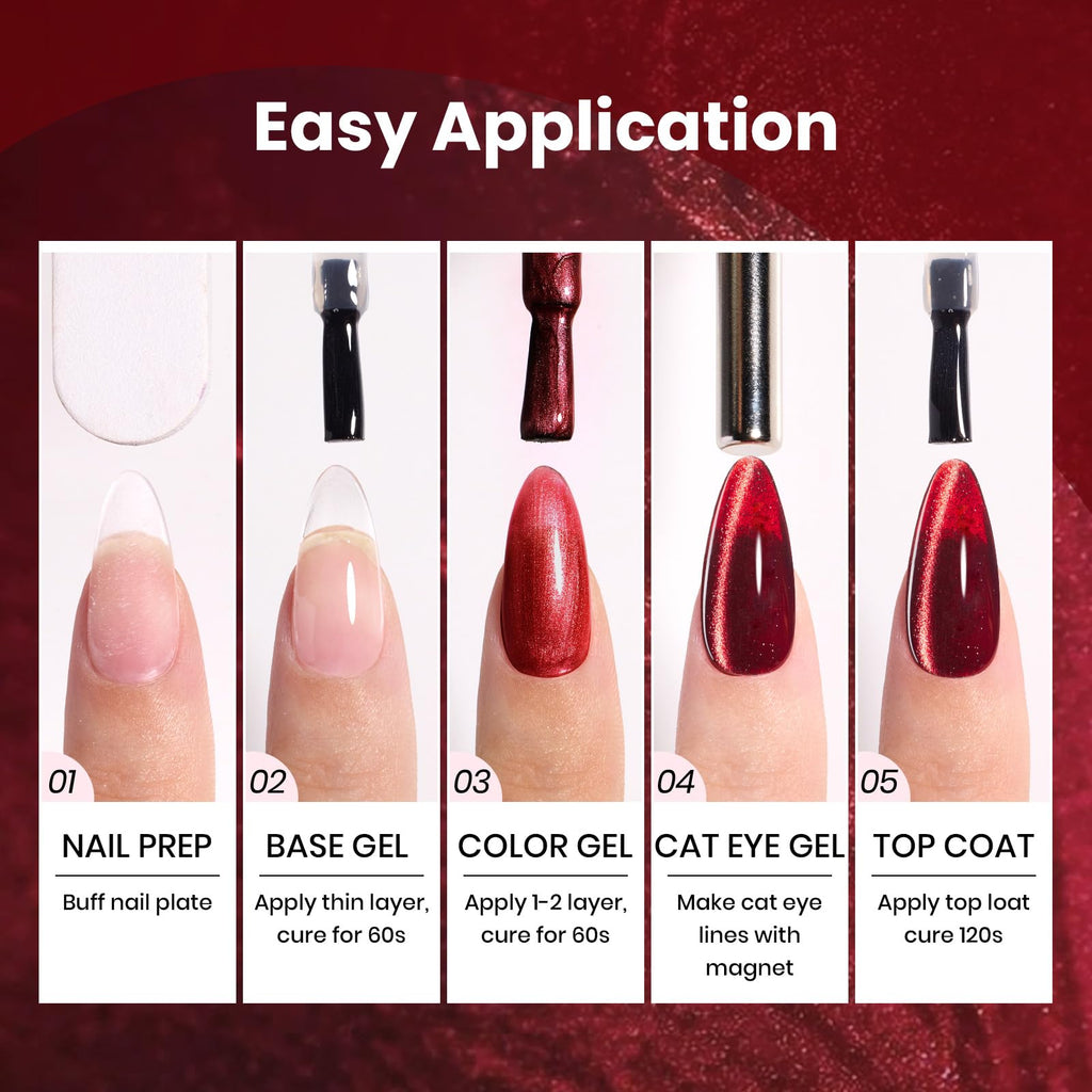 Beetles Jewel Parade Cat Eye Gel Nail Polish Set – 6 Color Magnetic Glitter Kit for UV/LED