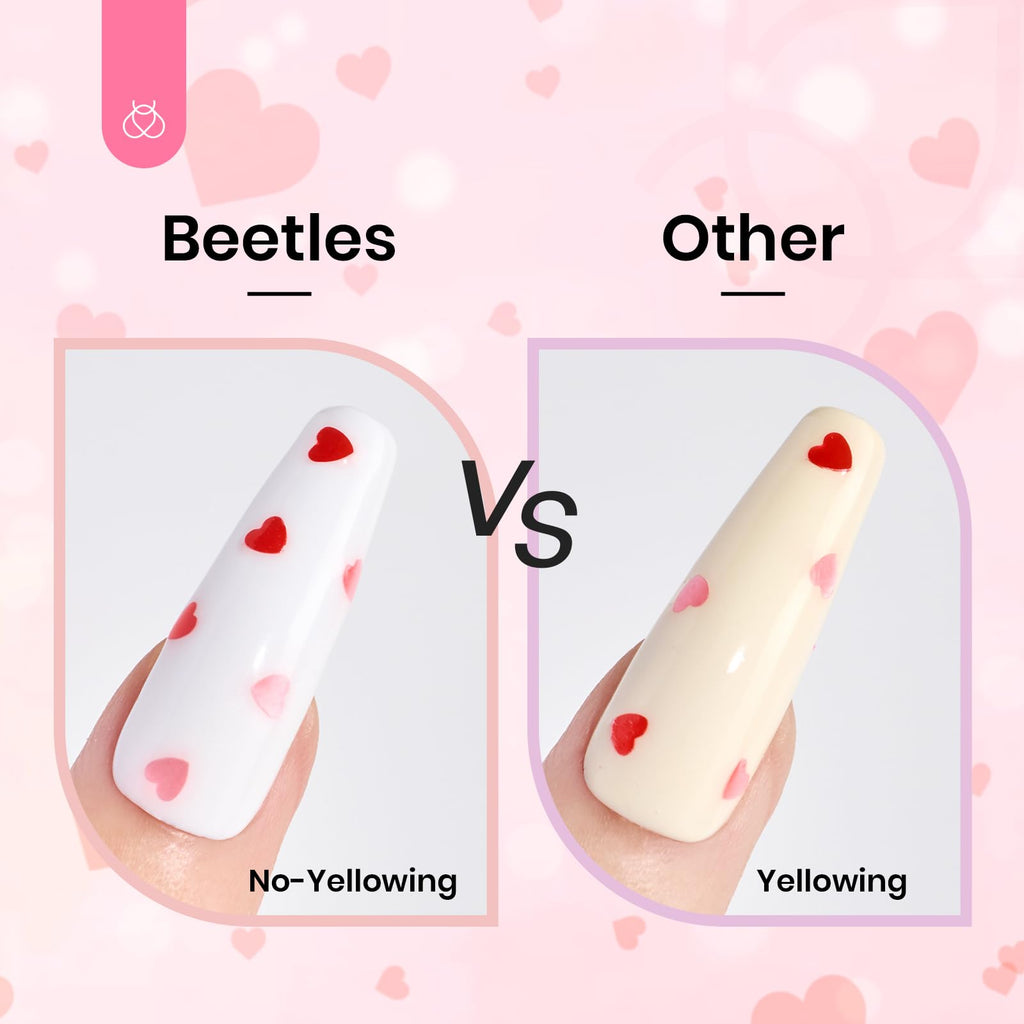 Beetles Gel Polish 15ml Clear Pink Top Coat with Pink & Red Heart Glitter – Romantic Nail Shine