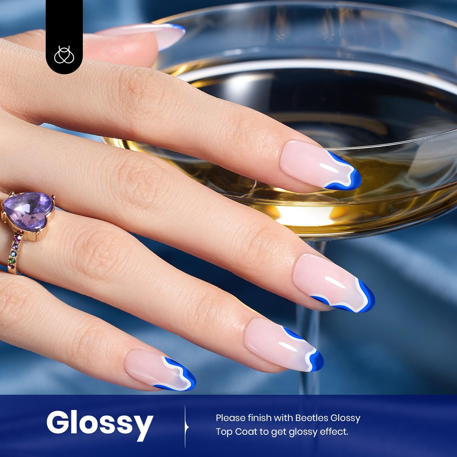 Beetles Blue Gel Nail Polish 15ml – Noble Night (Royal Blue, F182) | Soak-Off UV/LED, Cruelty-Free