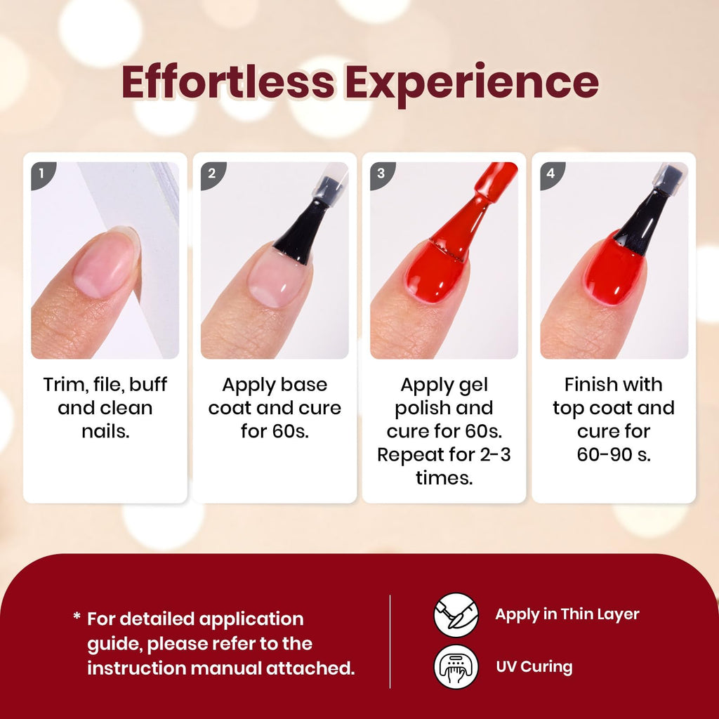 Beetles Gel Polish Set – Snowlit Scarlet New Year 6-Color Holiday Kit (Soak-Off UV)
