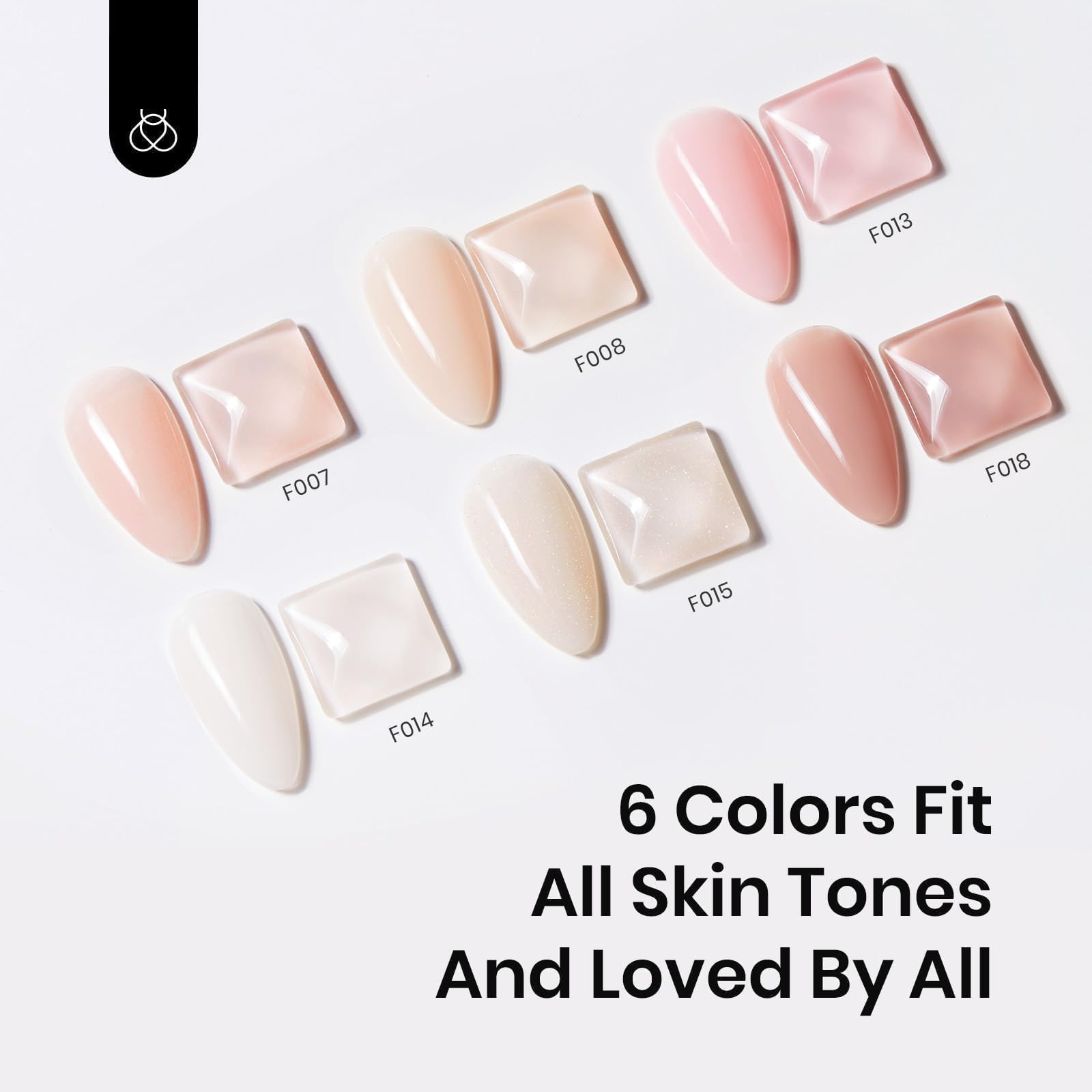 Beetles Rubber Base Gel 6-Piece Set – Nude Builder Gel Polish, UV/LED Cure