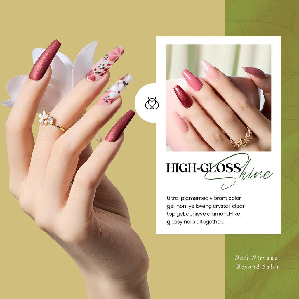 Beetles Brown Gel Polish Set – 20 Shades Nude & Glitter with Base & Top Coats