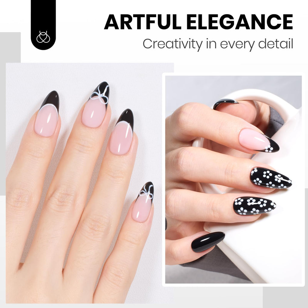 Beetles Black and White Gel Polish – HEMA-Free Monochrome Set, 2x15ml